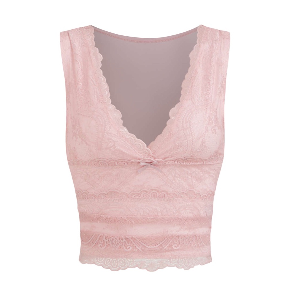 Cider • Pink Lace Crop Tank Top - Picture 1 of 6